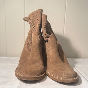 Dolce Vita Perforated Tan Ankle Booties